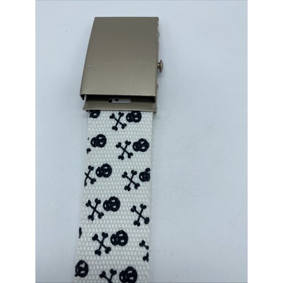 Pieces White Black Skull Cross Bones Bermuda Belt Men's Size M End to End 39" - Picture 4 of 12